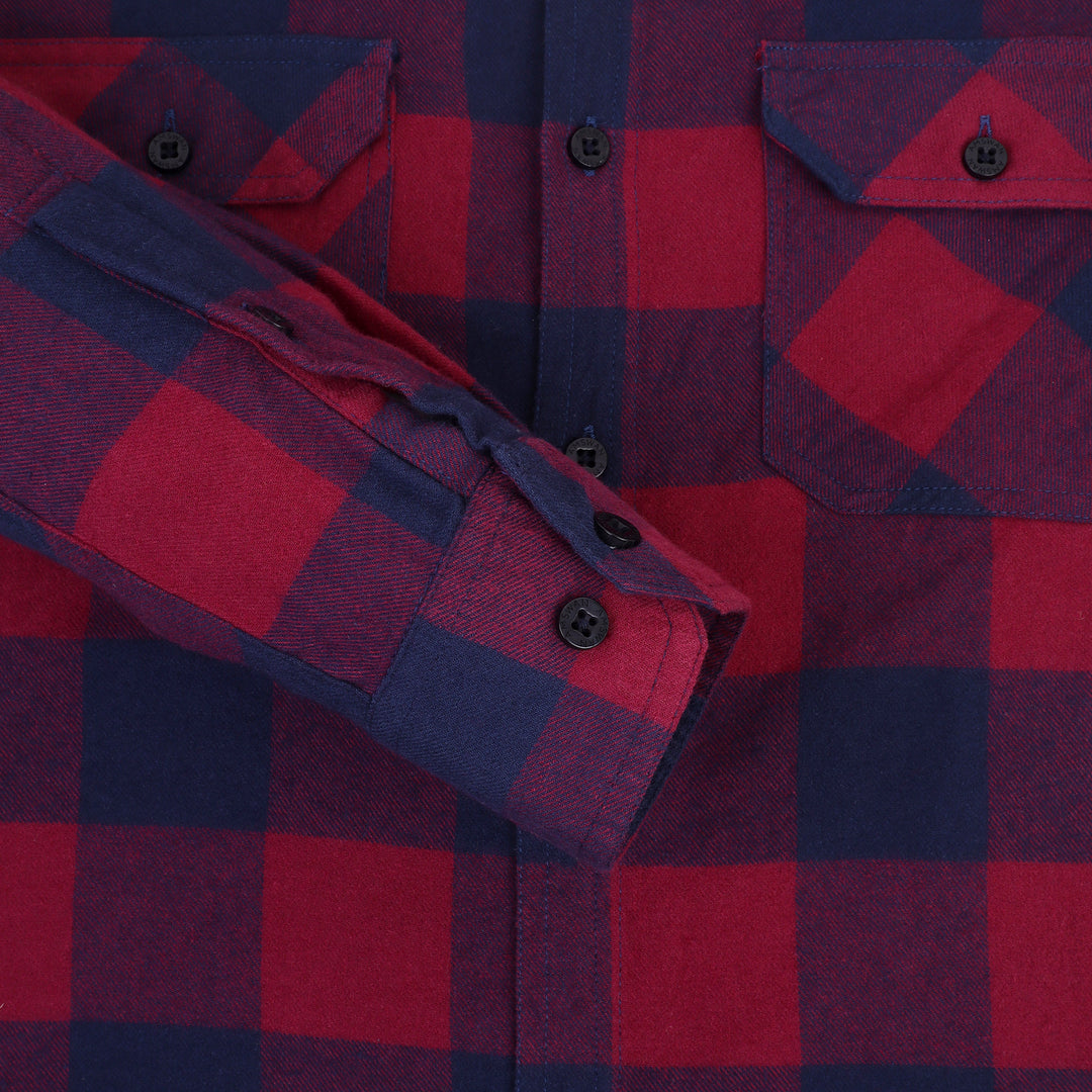 Premium Cotton Maroon Flannel Full Sleeves Shirt