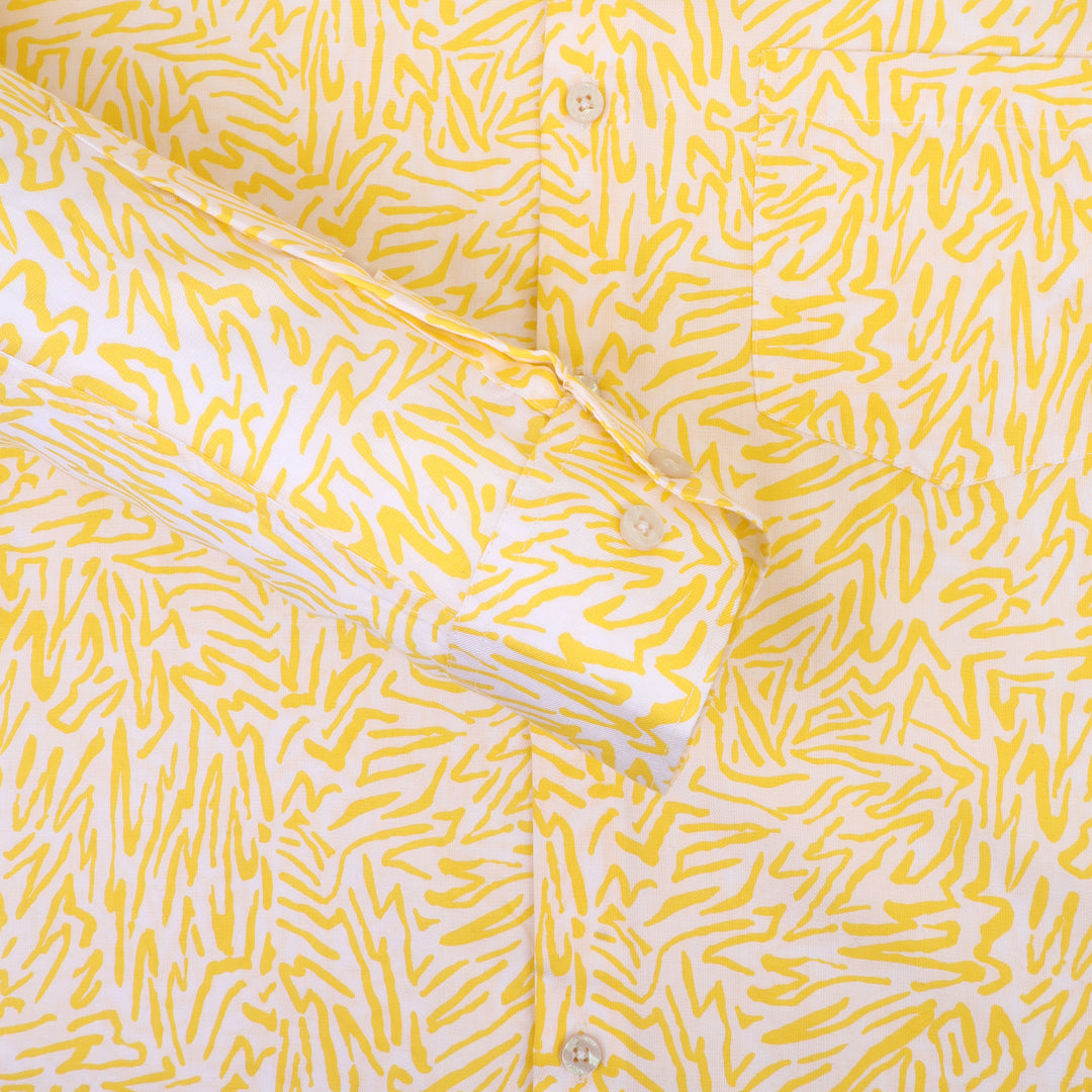 Smart Fit Rayon Shirt With Floral Print In Yellow