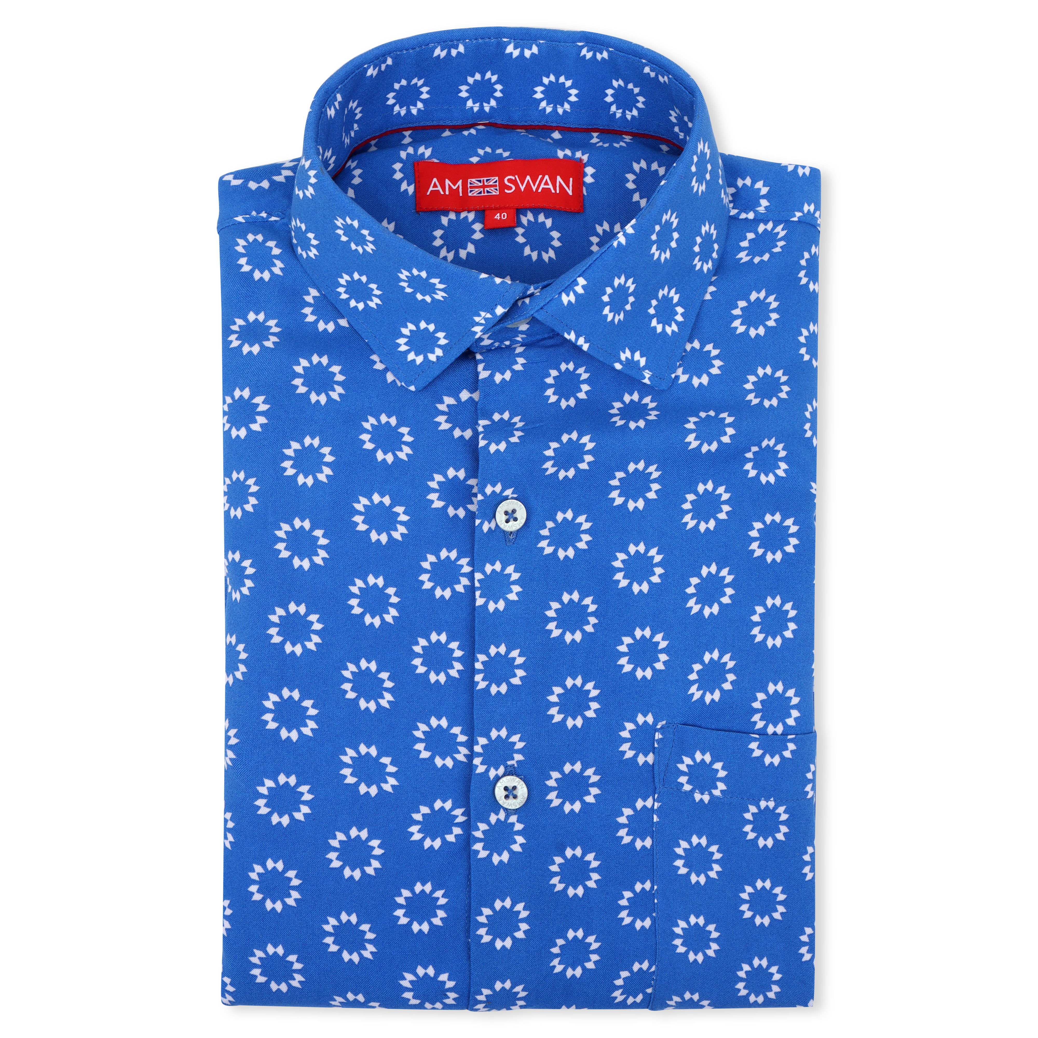Amswan Men'S Premium Rayon Shirt With Blue Block Print