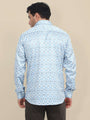 Men'S Poly Satin Lycra Mint Green Digital Printed Shirt