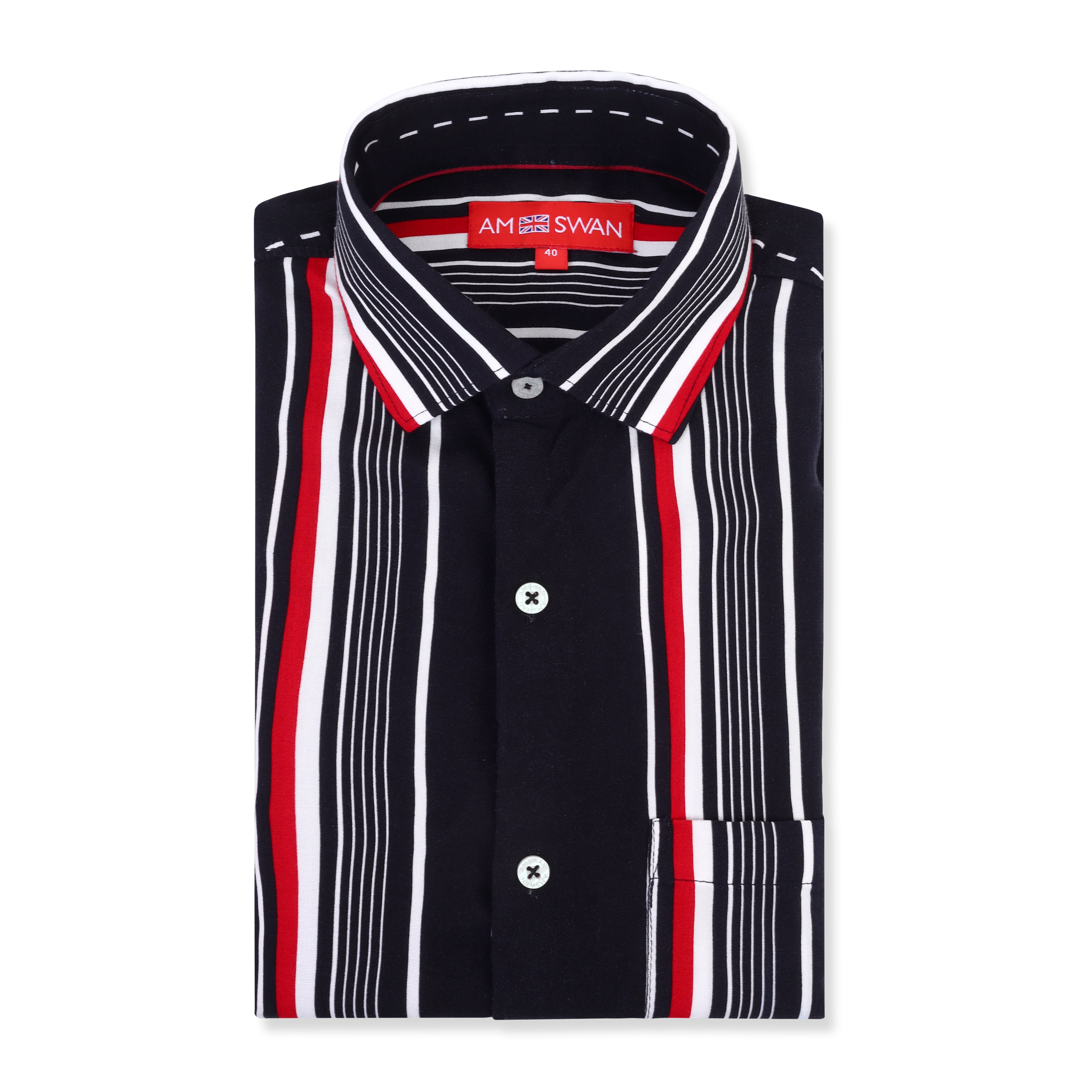 Men'S Premium Rayon Shirt With Black Ray Stripe