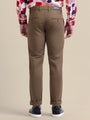 Brown Casual Trousers Solid Cotton Lycra Smart Fit