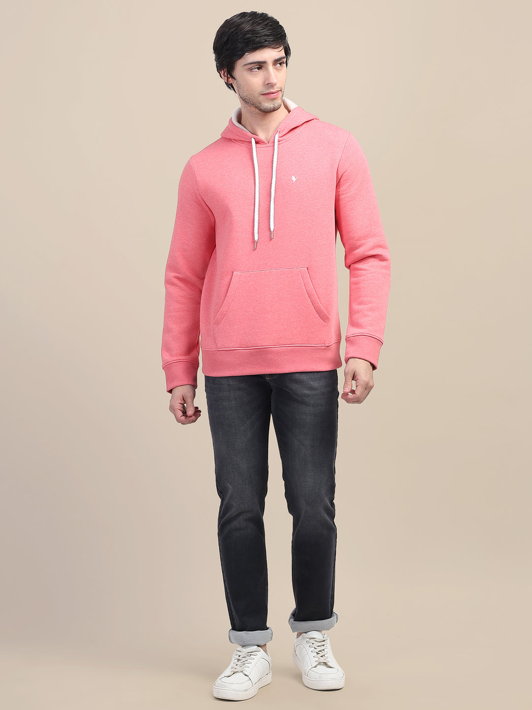 AMSWAN MEN'S PINK STYLISH AND COMFORT FIT HOODIE