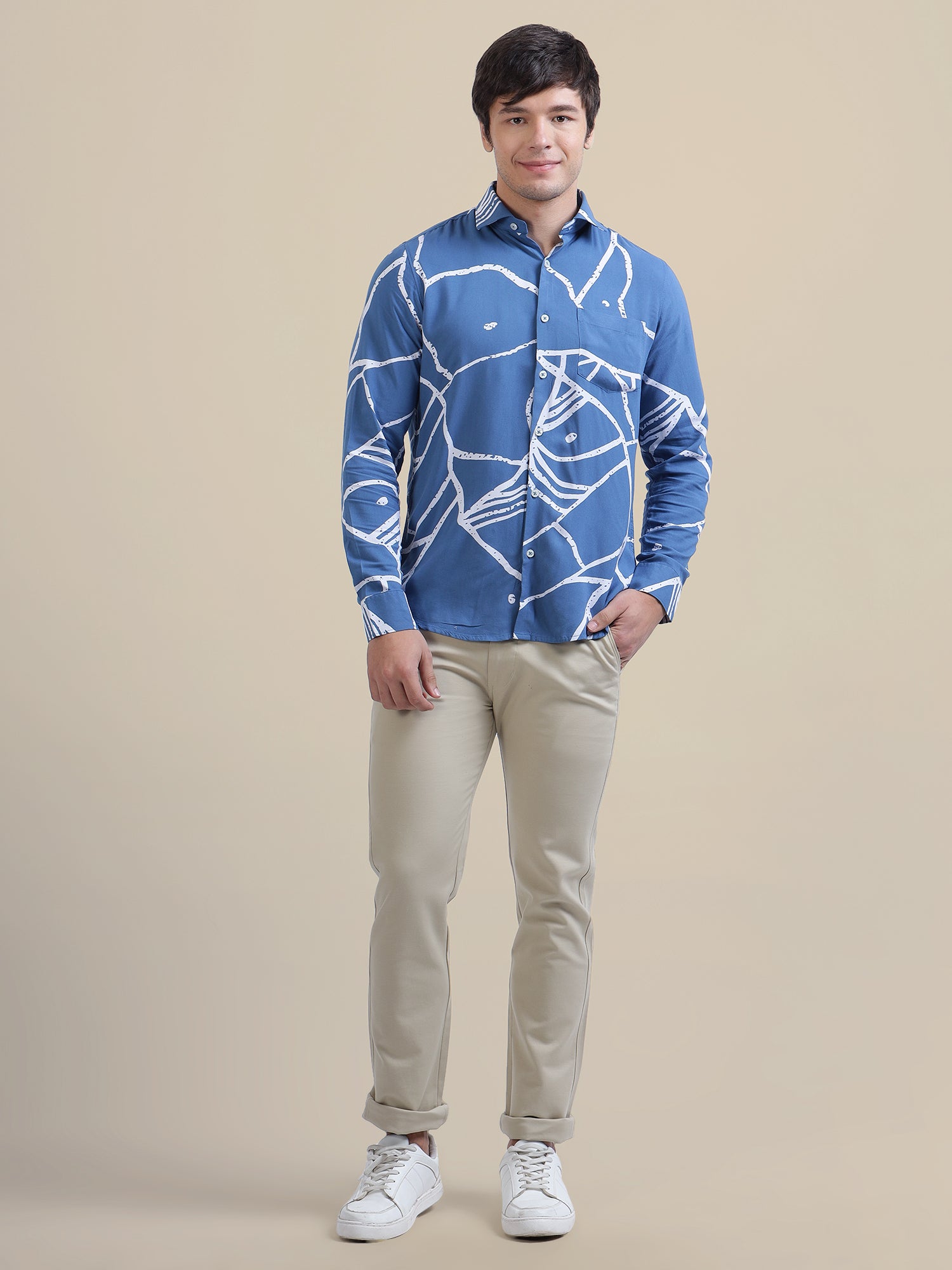 Abstract Printed Premium Shirt For Men'S In Rayon Fabric