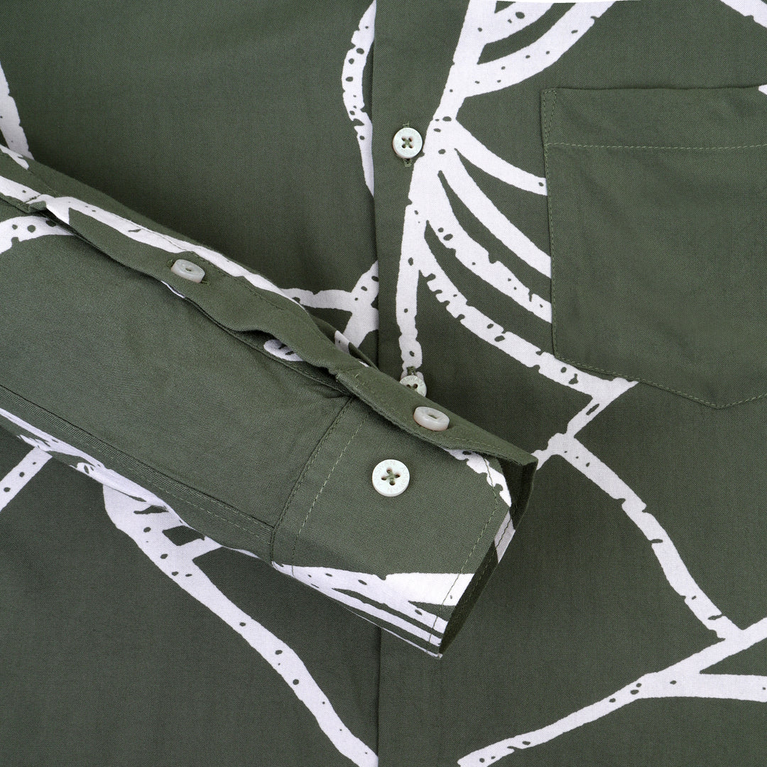 Men'S Premium Rayon Shirt With Jungle Print In Full Sleeve And Black Color