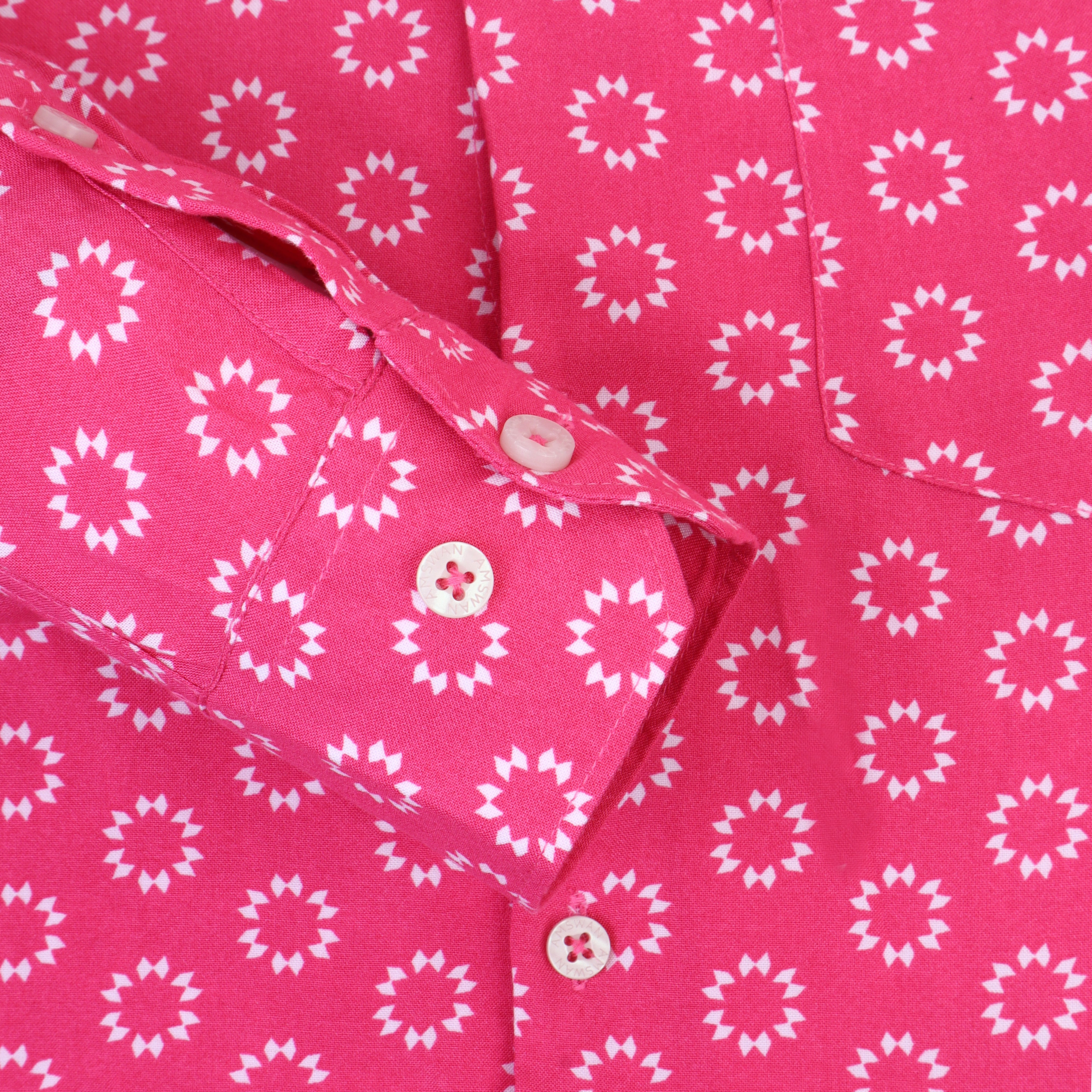 Men'S Premium Rayon Shirt With Pink Block Print