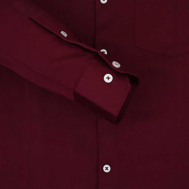 Premium Cotton Lycra Satin Maroon Shirt