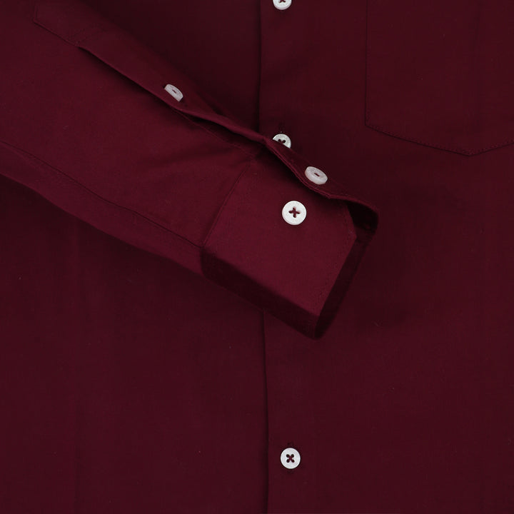 Premium Cotton Lycra Satin Maroon Shirt