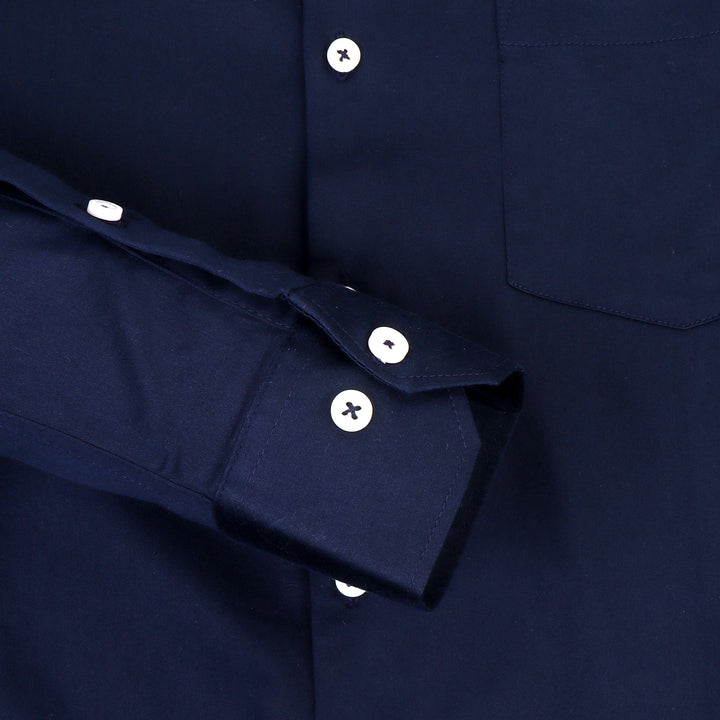 Premium Cotton Lycra Satin Navy Shirt