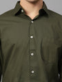 Olive Green Shirt With Premium Cotton Lycra Blend