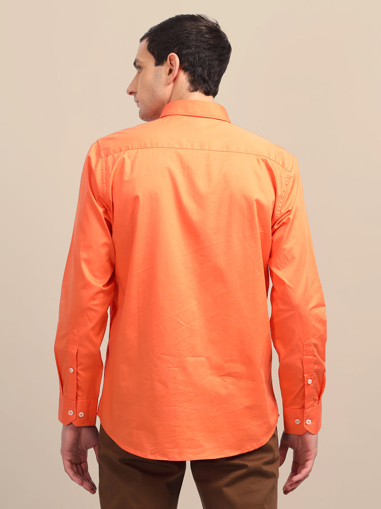 Orange Shirt With Premium Cotton Lycra