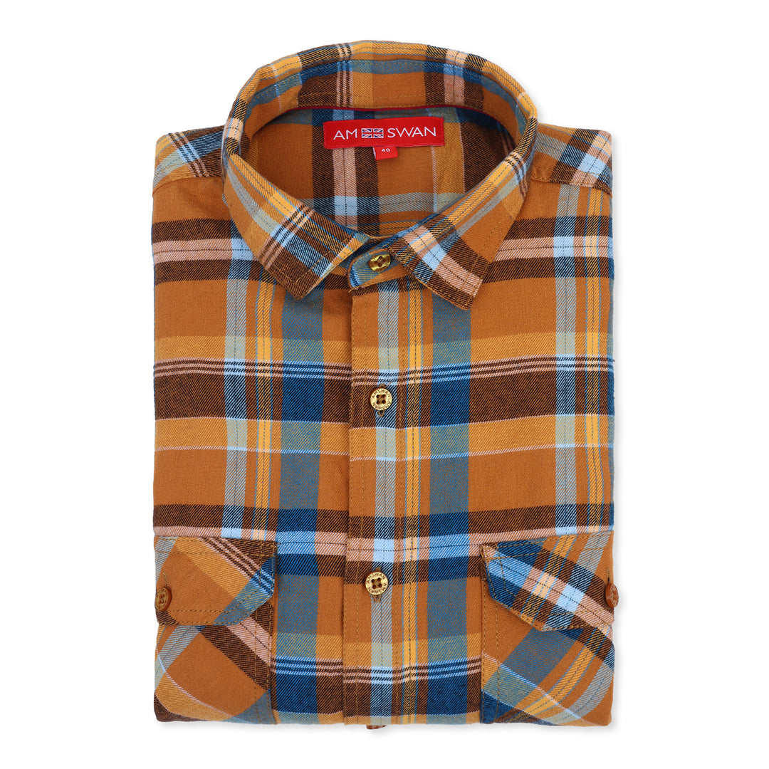 Premium Cotton Yellow Plaid Flannel Shirt