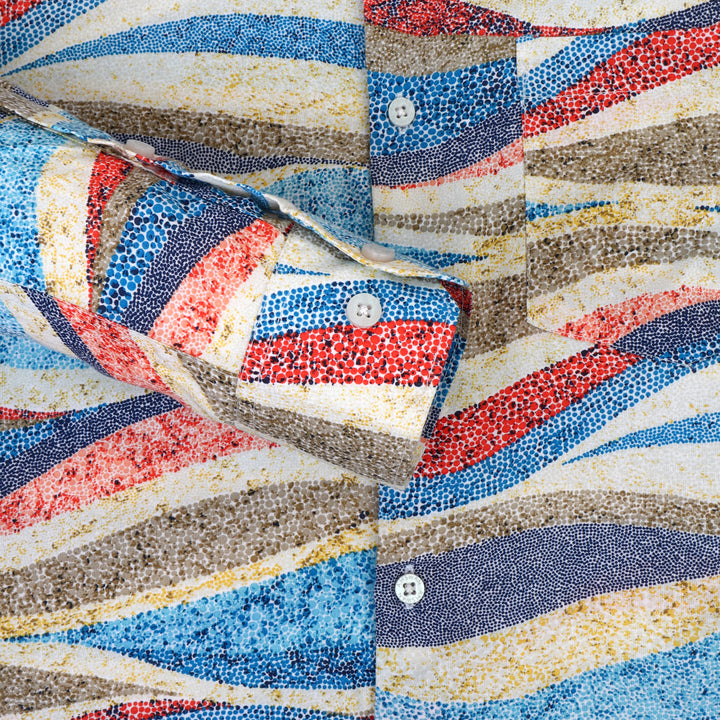 Men'S Premium Rayon Shirt With Self-Design Spread Collar