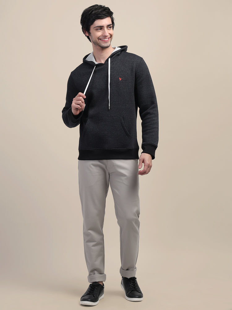 Amswan Men'S Black Stylish And Comfortable Fit Hoodie