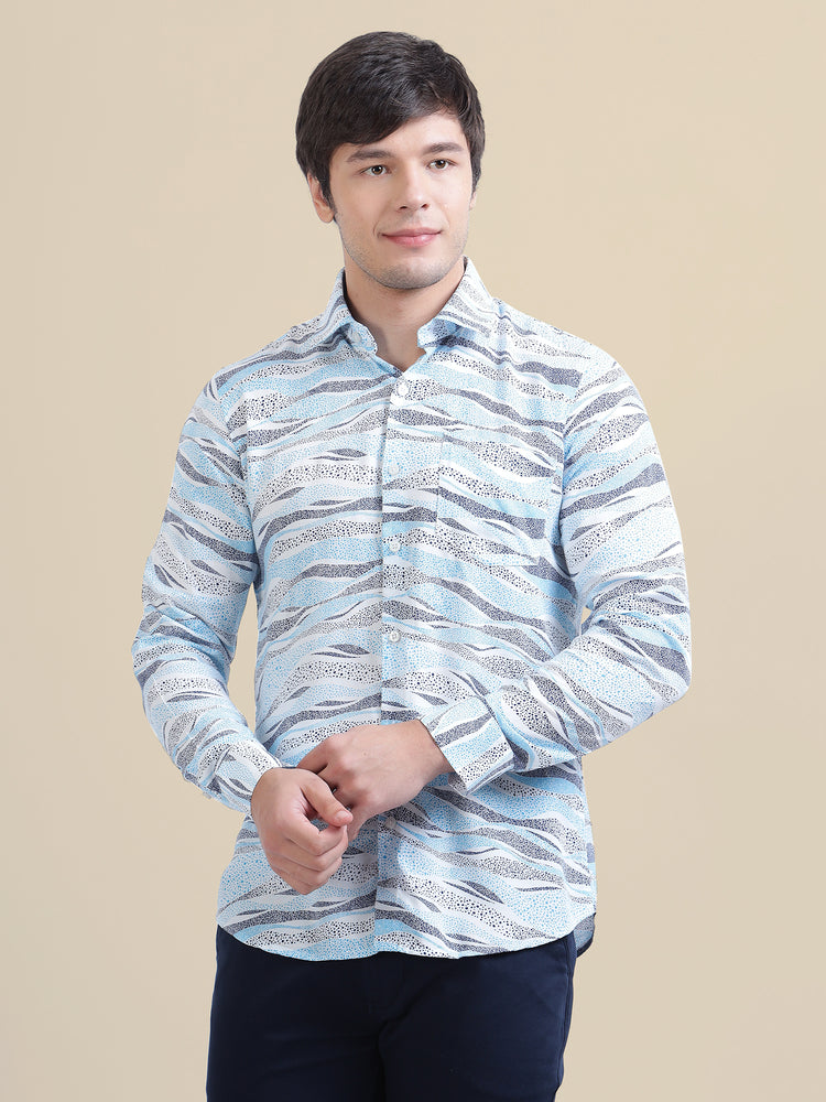 Men'S Premium Rayon Shirt With Self-Design Spread Collar
