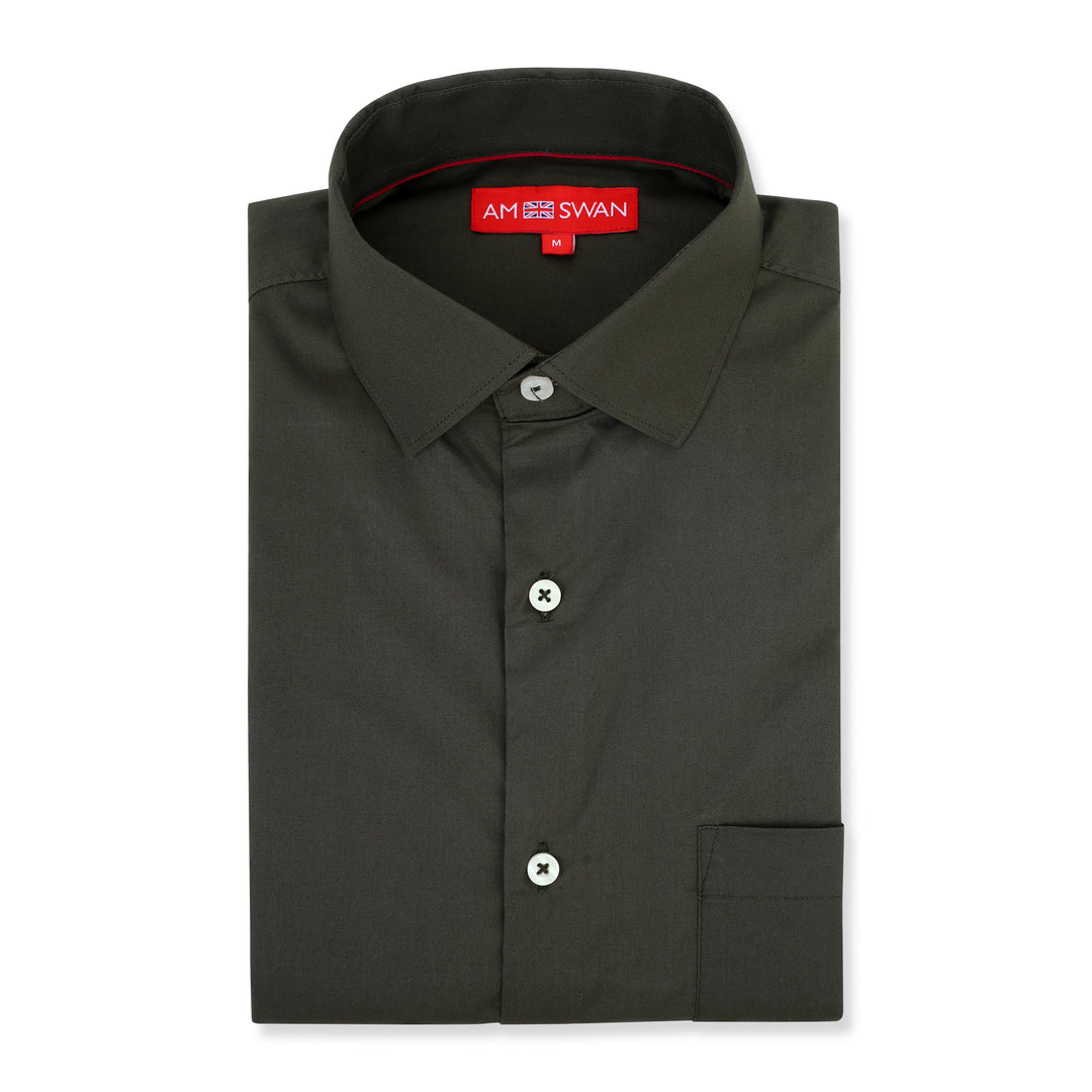 Olive Green Shirt With Premium Cotton Lycra Blend