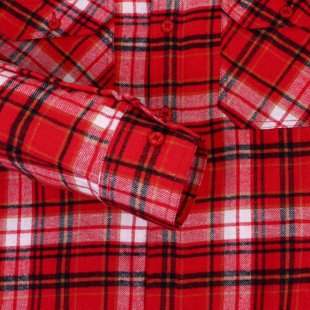 Premium Cotton Red Plaid Flannel Shirt