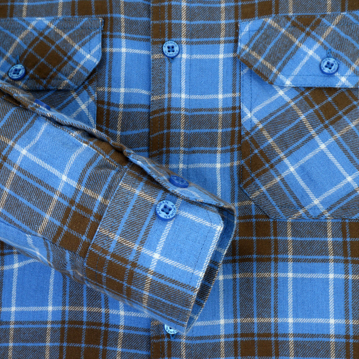 Premium Cotton Blue Plaid Flannel Shirt