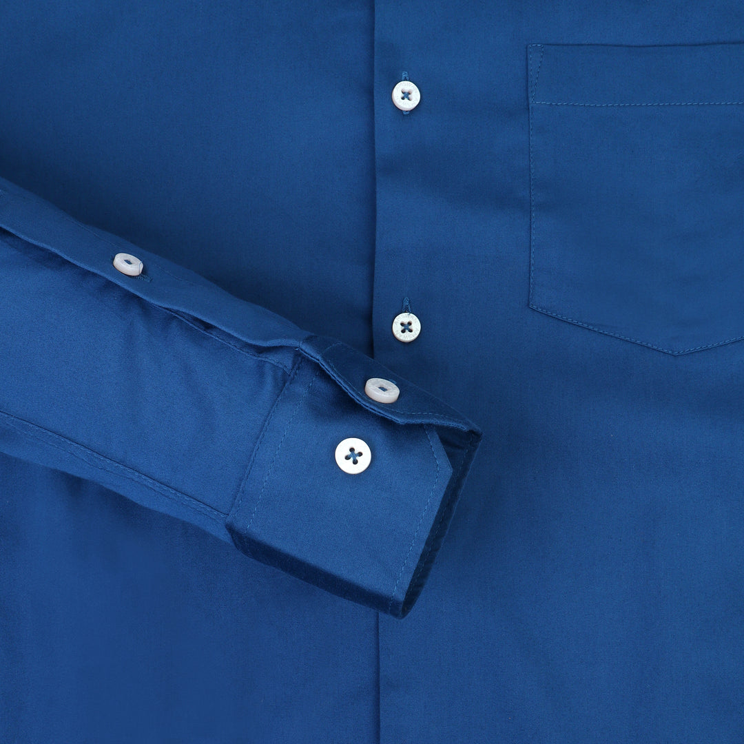 Premium Cotton Lycra Satin Dogger Blue Shirt