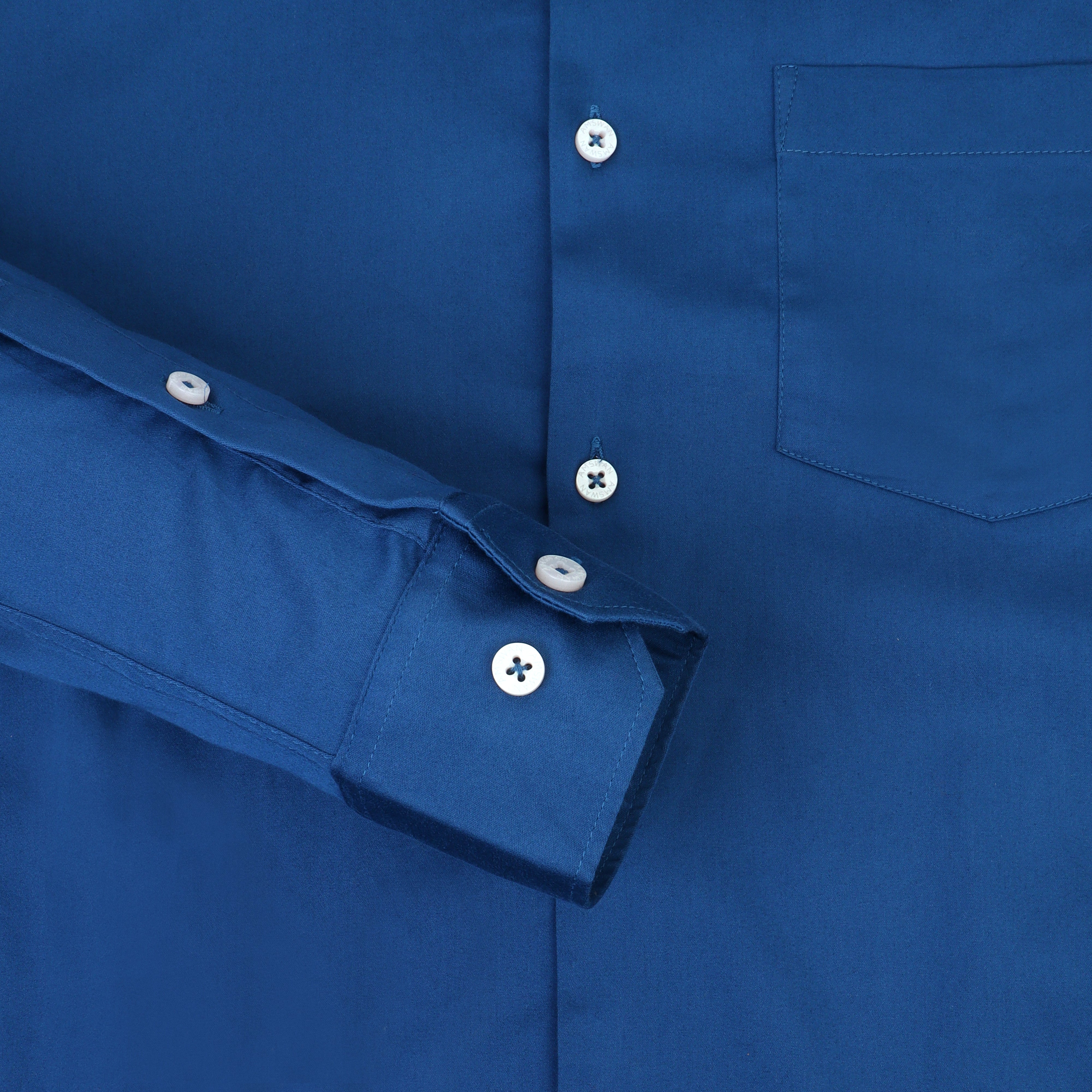 Premium Cotton Lycra Satin Dogger Blue Shirt