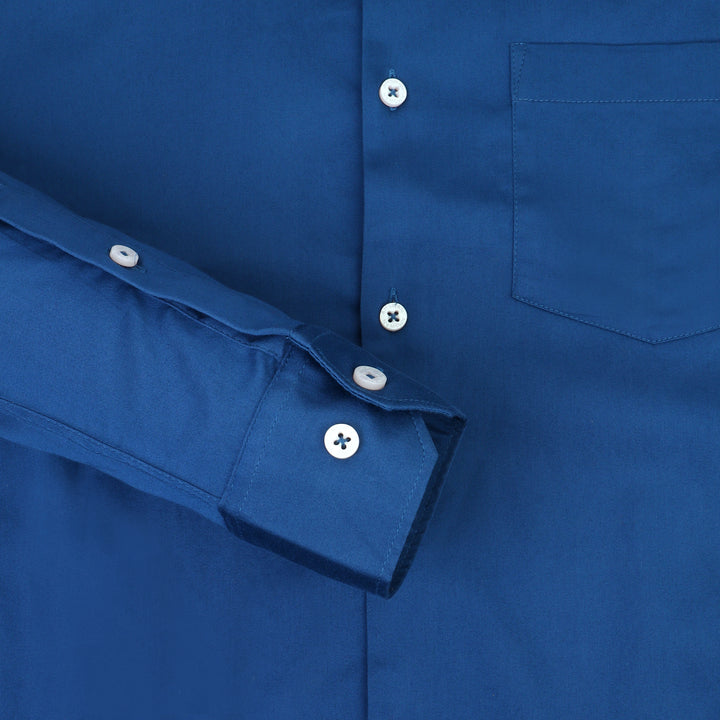 Premium Cotton Lycra Satin Dogger Blue Shirt