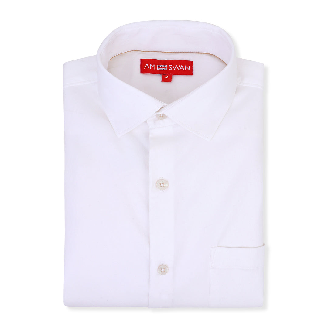 Premium Cotton Lycra Satin White Shirt