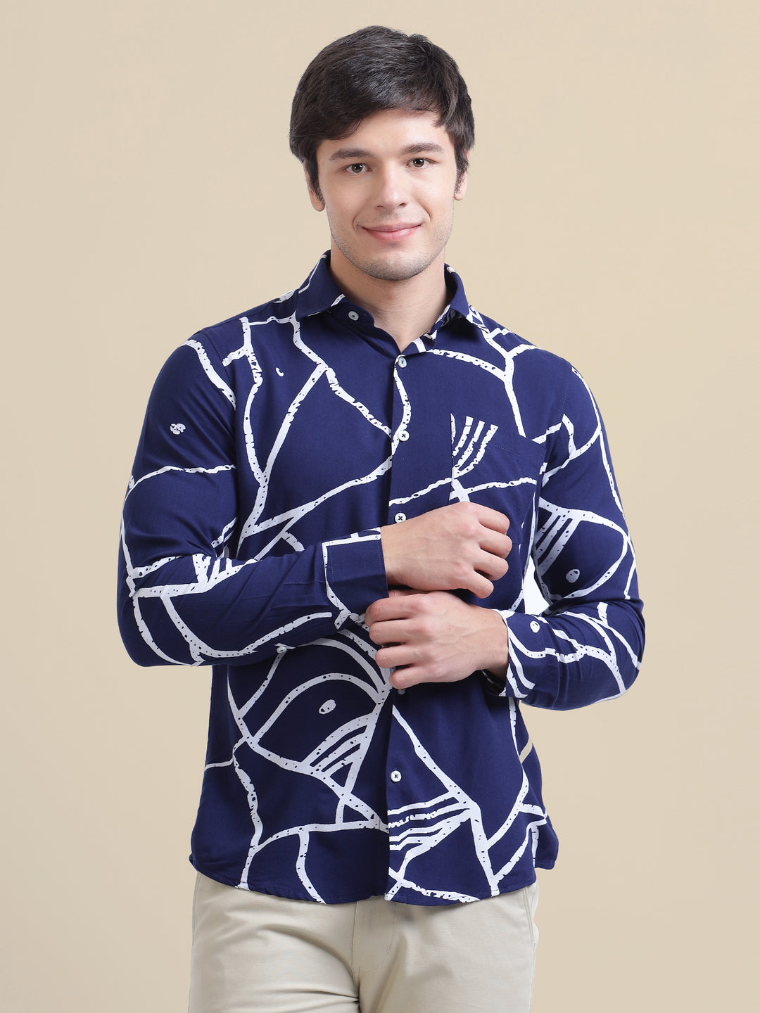 Men'S Premium Rayon Shirt With Abstract Print