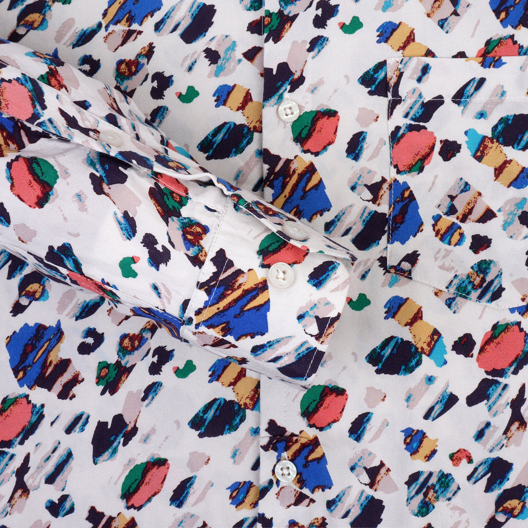 Men'S Premium White Printed Rayon Shirt