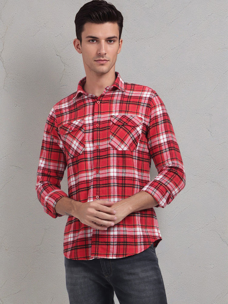 Premium Cotton Red Plaid Flannel Shirt