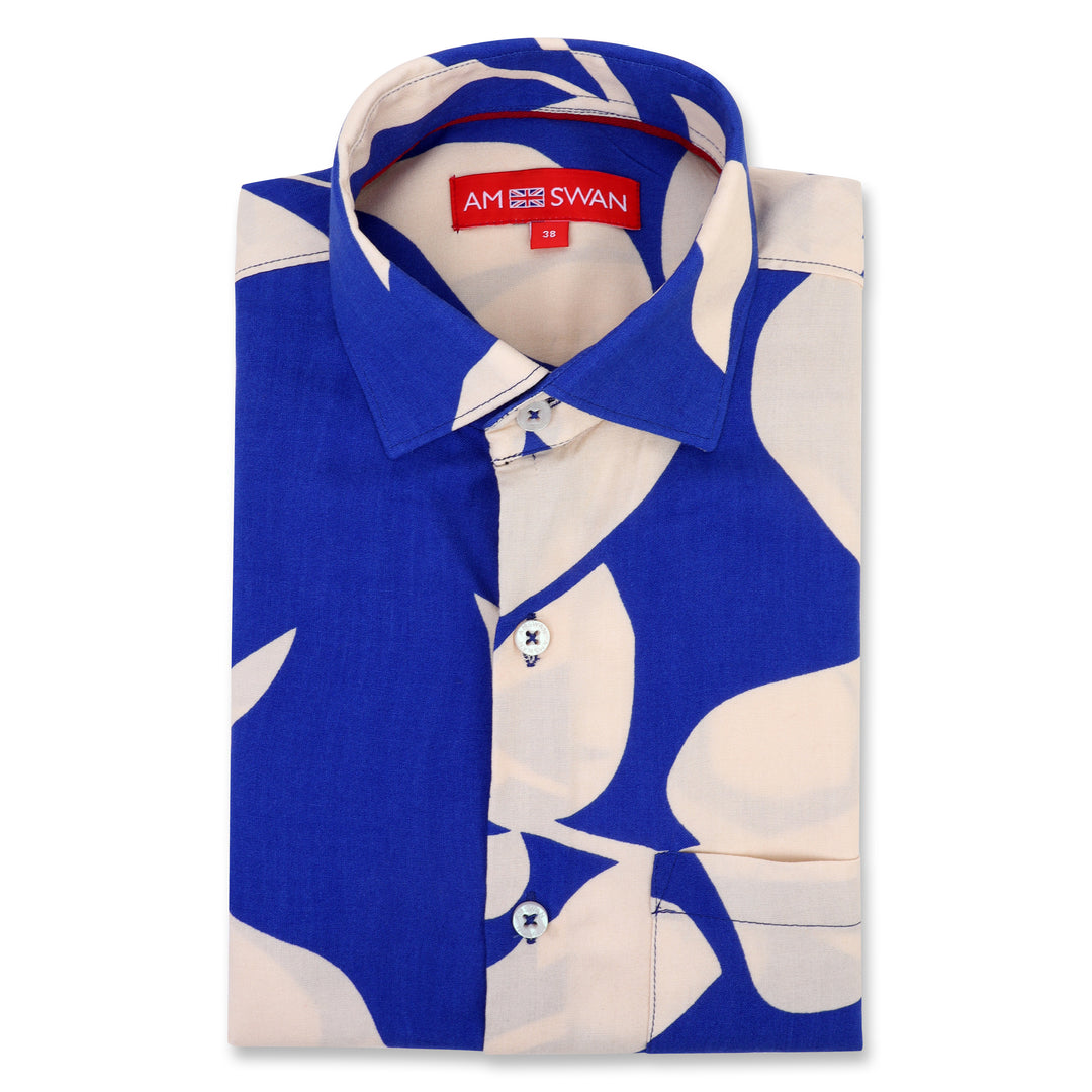 Men'S Premium Rayon Shirt With Blue Floral Print