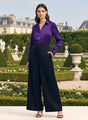 Satin Wide Leg Pants European Fabric  Black Glam Look