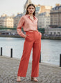 Banana Crepe French Rose Straight Fit Flap Pocket Trouser