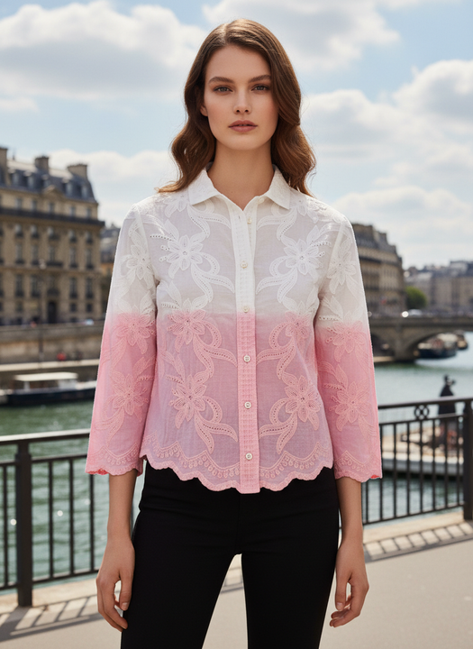 Elegant Ombre Embroidered Women’s Shirt