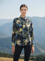 Women'S Premium Rayon Shirt With Jungle Print In Full Sleeve And Black Color