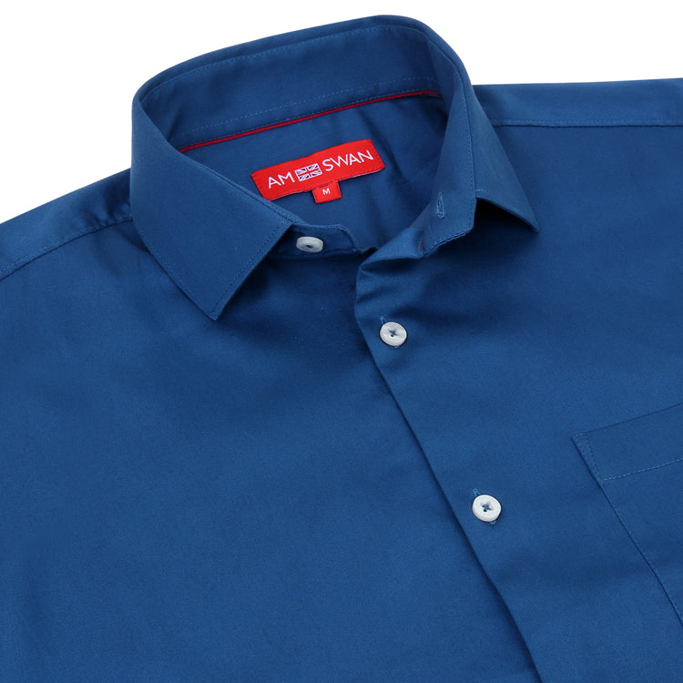 Premium Cotton Lycra Satin Dogger Blue Shirt