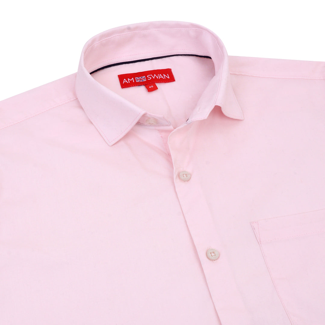 Premium Cotton Lycra Satin Pink Shirt