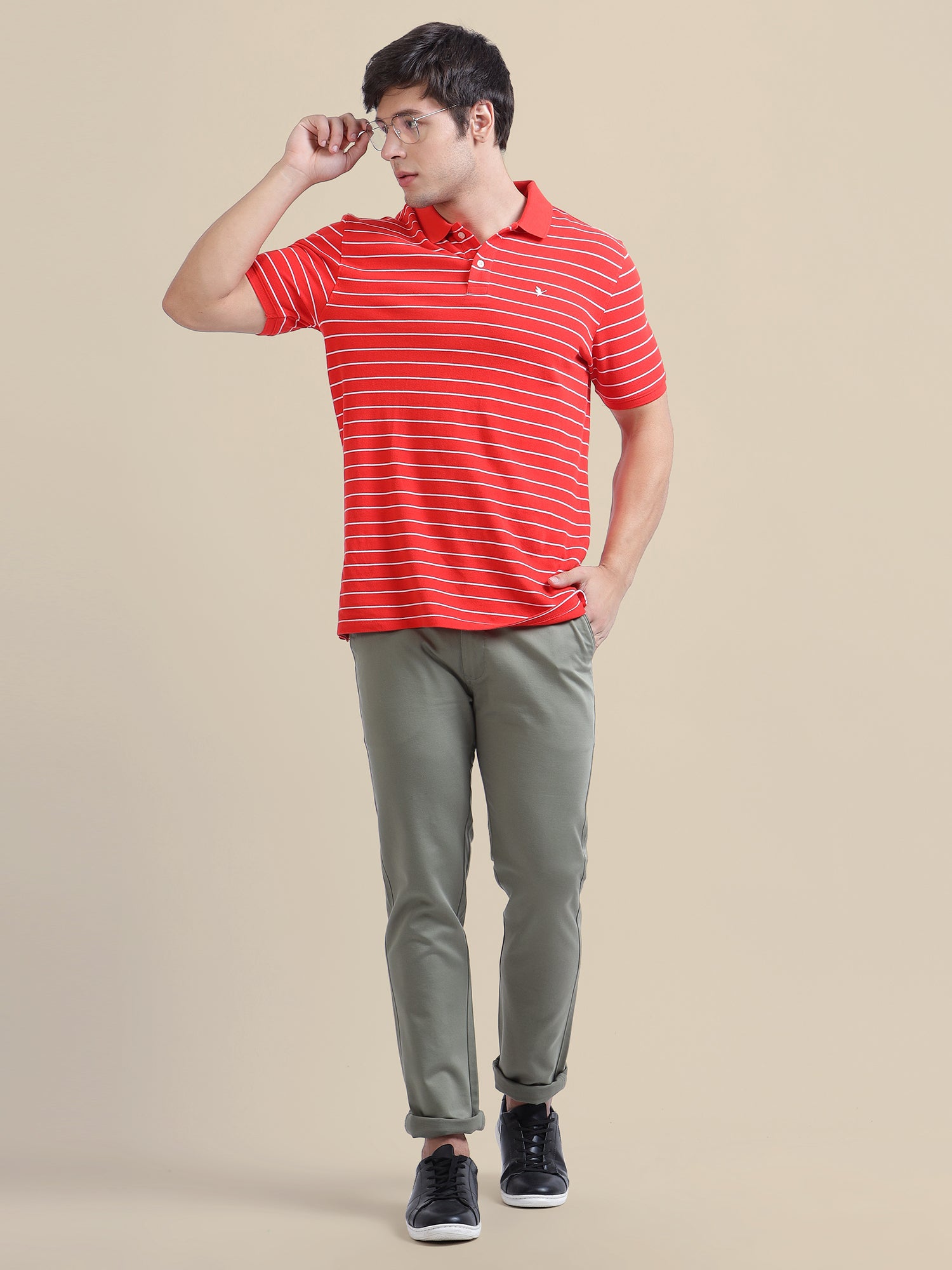 Amswan Men'S Grey Casual Trousers Solid Cotton Lycra Smart Fit