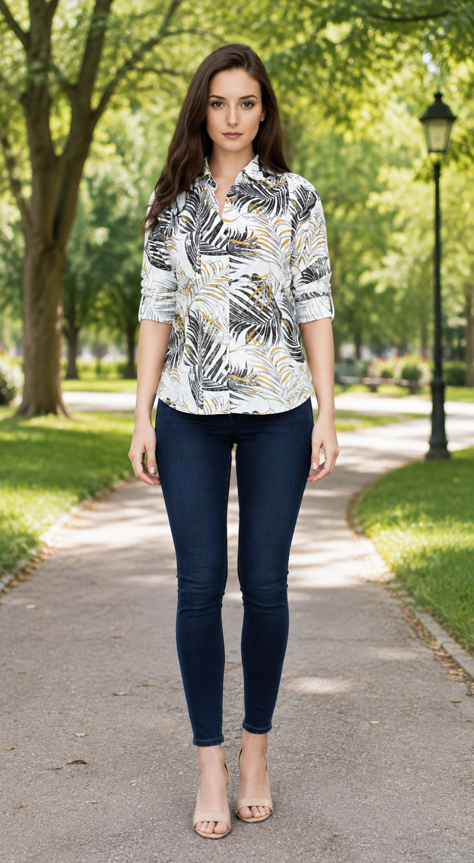 Women'S Botanical Print Premium Rayon Shirt
