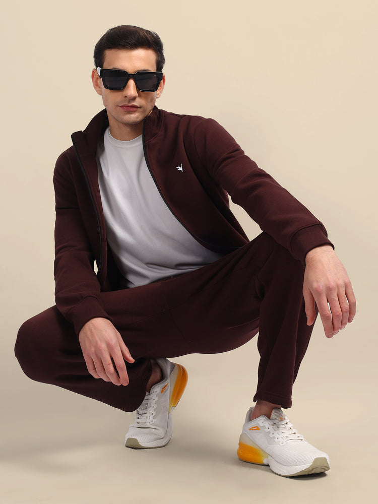 Amswan Men'S Brown Stylish And Comfortable Full Zipper Sweatshirts