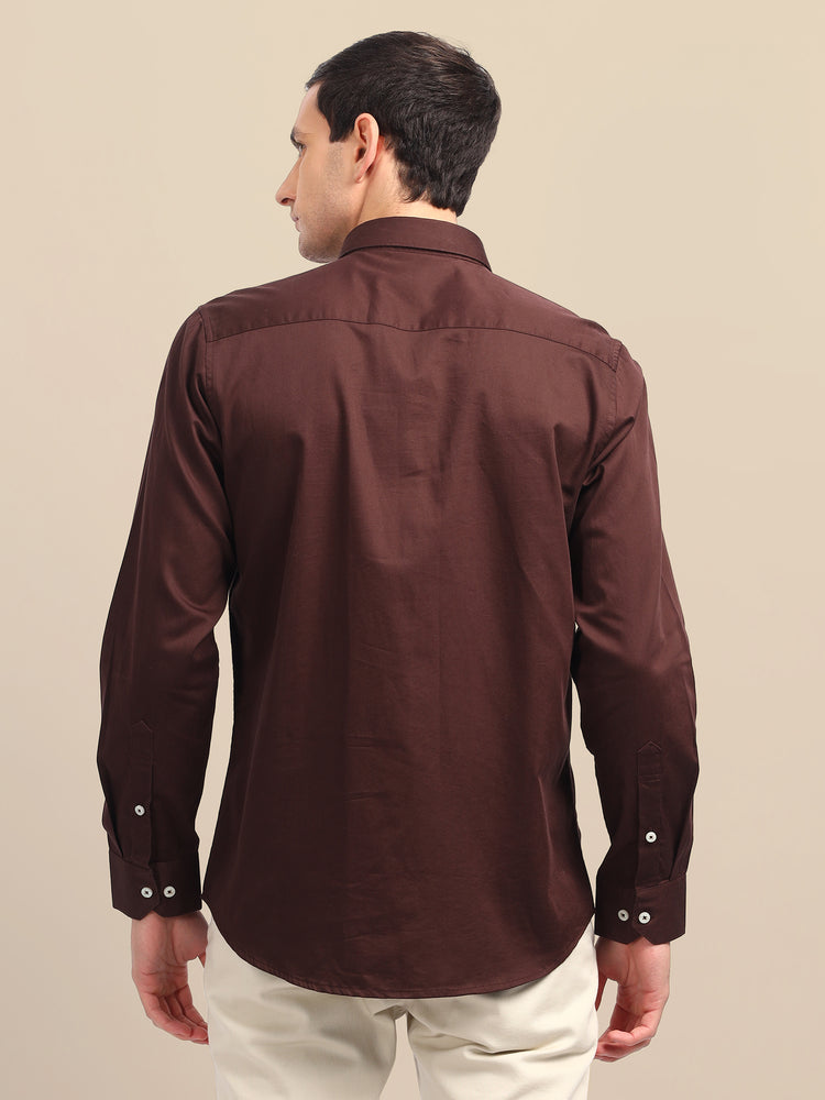 Brown Shirt With Premium Cotton Lycra