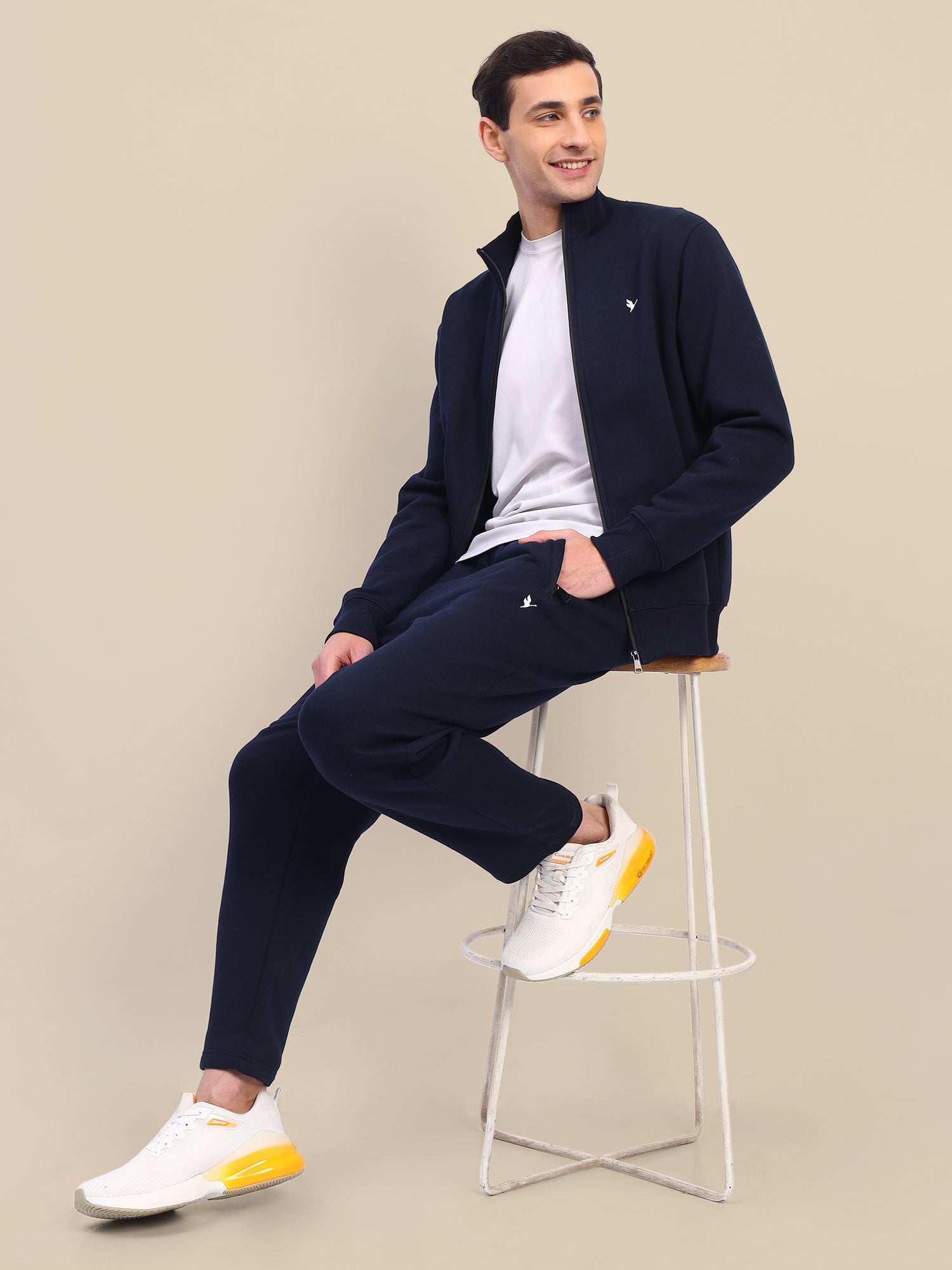 Amswan Men'S Navy Stylish And Comfortable Full Zipper Sweatshirts