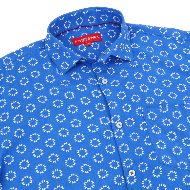 Amswan Men'S Premium Rayon Shirt With Blue Block Print