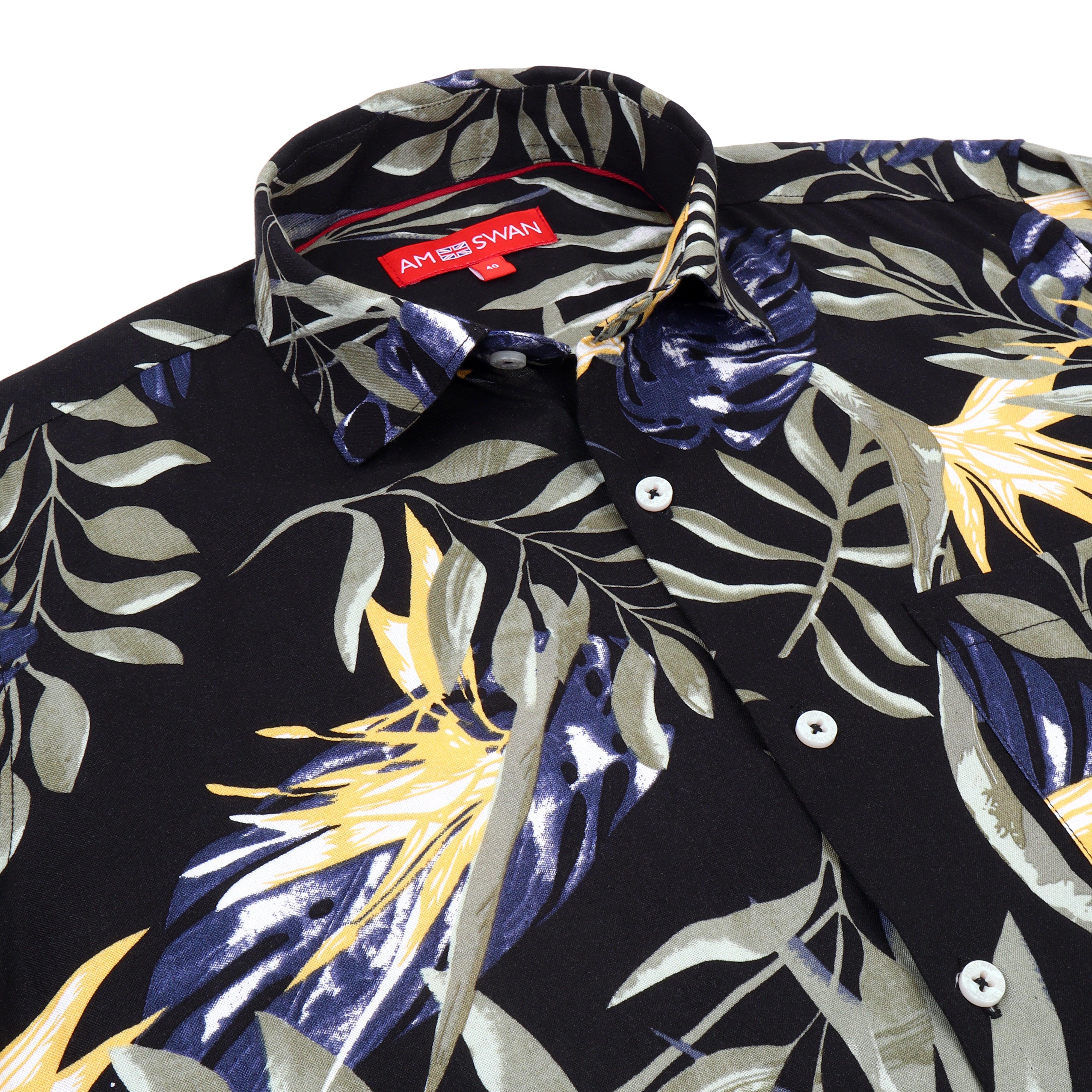 Men's Premium Rayon Shirt With Jungle Print In Full Sleeve And Black Color