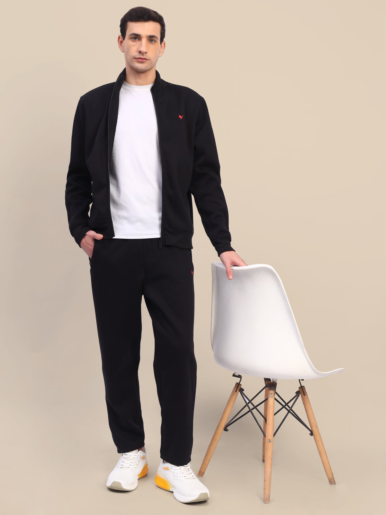 Amswan Men'S Black Stylish And Comfortable Full Zipper Sweatshirts