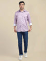 Men'S Poly Satin Lycra Purple Digital Printed Shirt