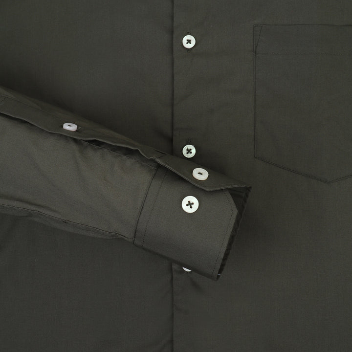 Olive Green Shirt With Premium Cotton Lycra Blend
