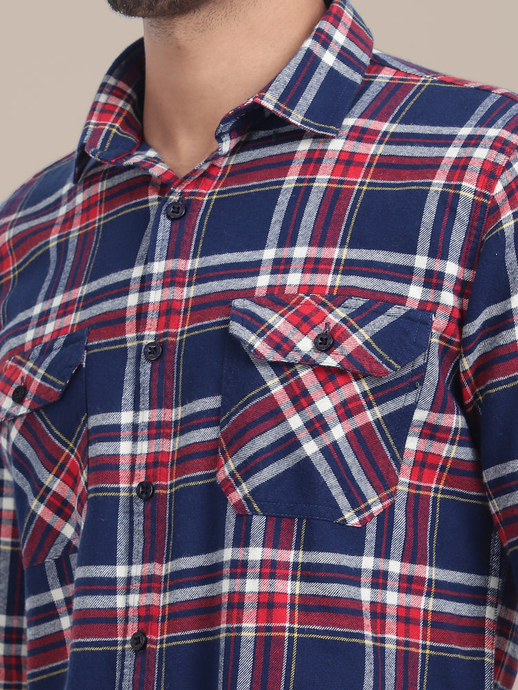 Premium Cotton Flannel Shirt With Spread Collar