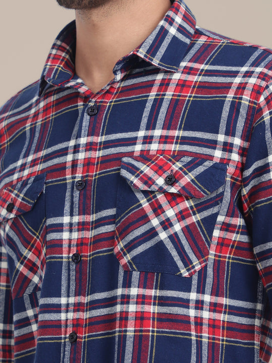Premium Cotton Flannel Shirt With Spread Collar