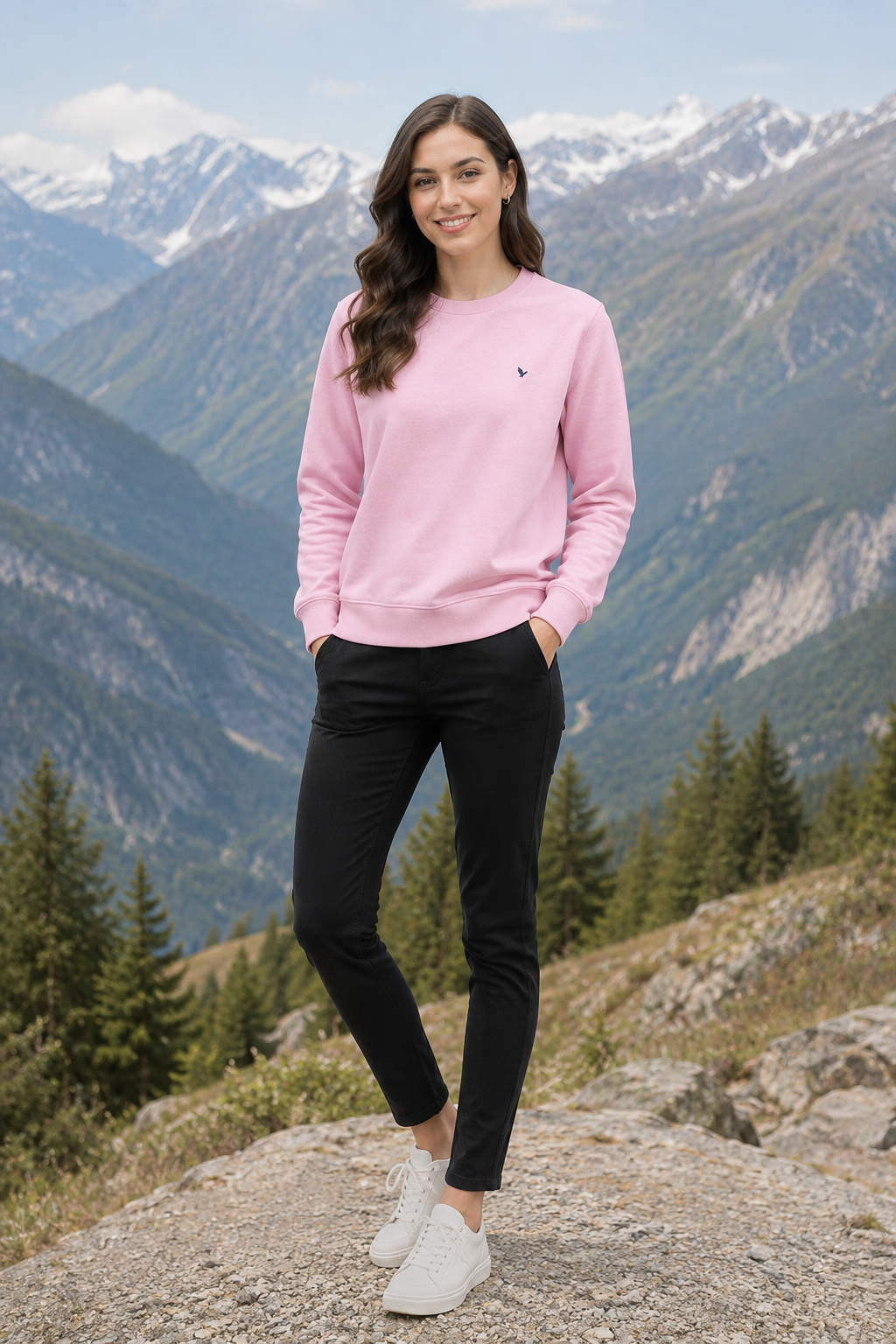 Amswan Women'S Pink  Solid Sweatshirt