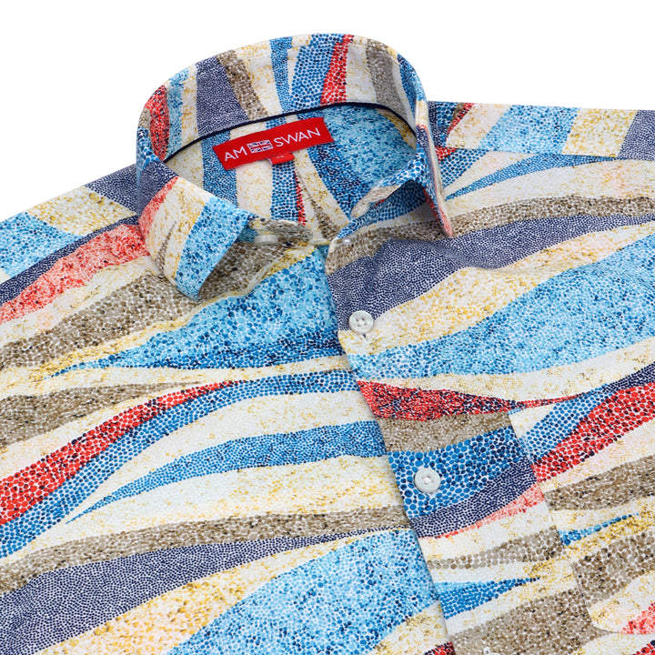 Men'S Premium Rayon Shirt With Self-Design Spread Collar